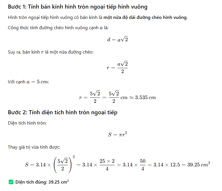 Công thức tính diện tích hình tròn