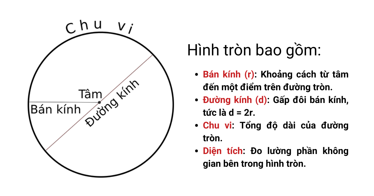 Các thành phần của một hình tròn